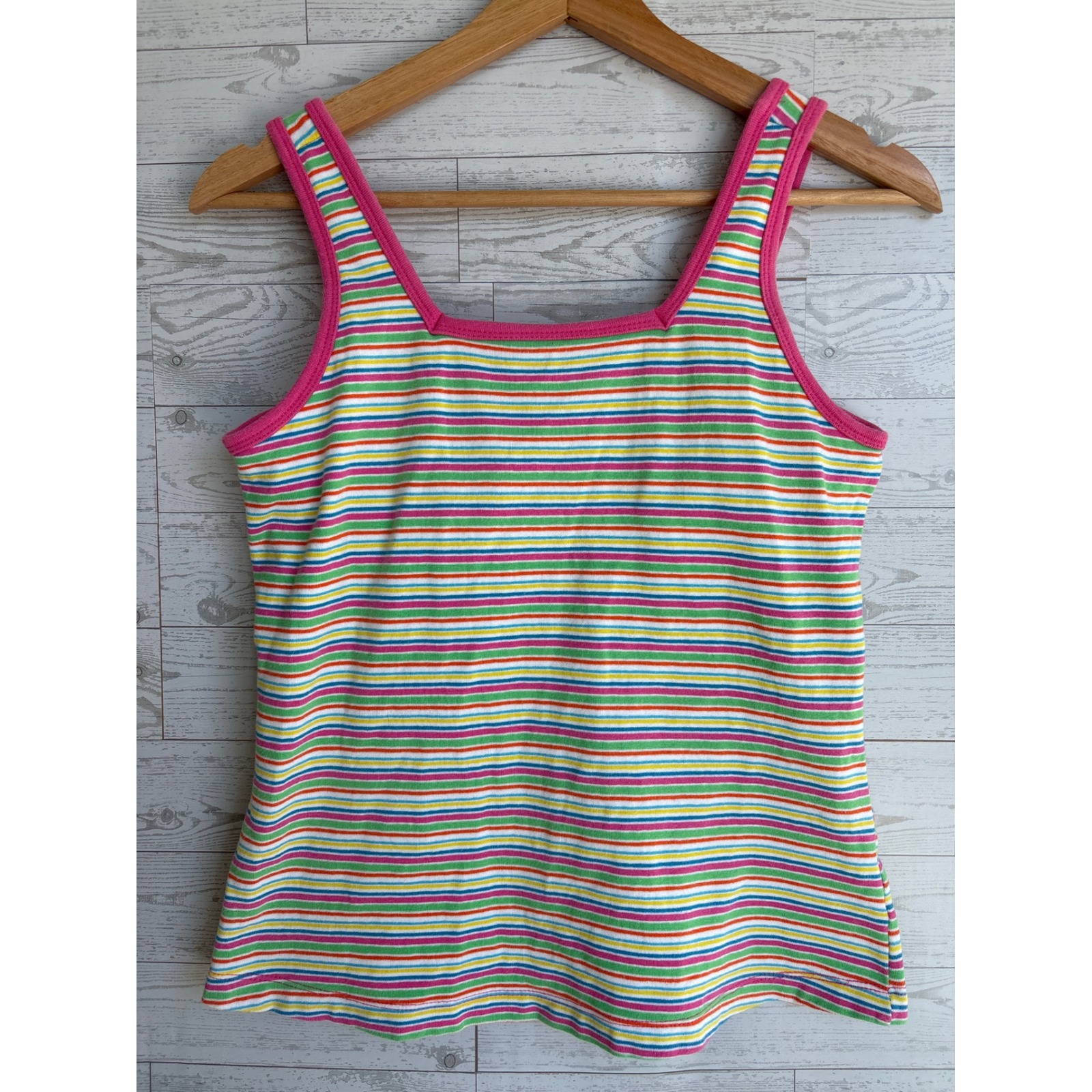 Vintage Y2k Striped Tank Top Square Neck Small Festival Concert Built In Bra